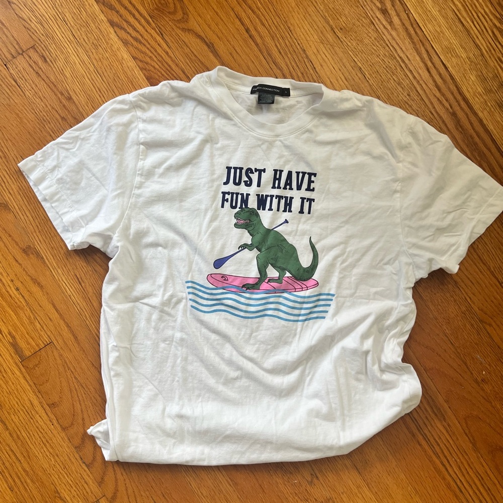 French Connection White T-Shirt with Blue Text